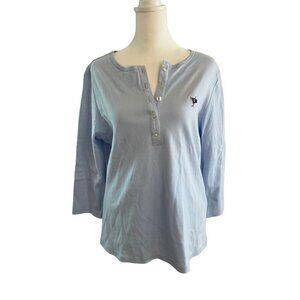 Sope Creek Light Blue Ladies Golf Henley Shirt Sz M